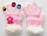 キッズのびのびパペット手袋　てんとうむしとお花シリーズ ピンク