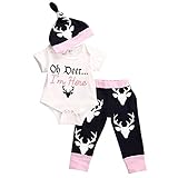 Cutelove　トップス+パンツ+帽子3点セット　Tシャツ　シャツ　プリントトップス　ロングパンツ　長袖　ロングスリーブ　女の子　ガールズ　幼児　ベビー　赤ちゃん　キッズ　春　秋　コットン　可愛い　