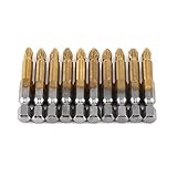 10本フィリップスドライバービットPH2 1/4インチ六角シャンククロスヘッドドライバービットアンチスキッド50mmを設定します。