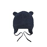 LeafIn ニット帽 キッズ 子供用 帽子 耳あて 冬 ベビー 防風 保温 防寒 男の子 女の子 冬用ハット 男女兼用 ユニセックス 春 秋 (ネービー, 頭囲：50-52cm)