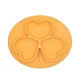 子供用　　お食事マット　　ベビーの食器　　水洗い　赤ちゃん　洗える　ランチョンマット　　吸盤付き 安全シリコン素材　かわいい三つ葉の形　食器 (オレンジ)