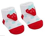 Babytown Newborn Girl Baby Shower Strawberry Socks Booties in Organza Gift Bag (0-6 MONTHS, WHITE 10