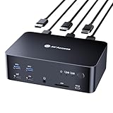 (デスクトップのみ) AV アクセス KVM スイッチ 3 台のモニター、2 台のコンピューター 8K@60Hz、6 本の DP ケーブル、DisplayPort 2.0、1G イーサネット、USB 3.0、ドッキング ステーション トリプル モニター、4K@165/144Hz、2K@144Hz、Dell HP 用 (iDock D23)