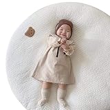 【インテリアコーディネーター推薦】 ベビーマット プレイマット 赤ちゃん マット 円形 月齢フォト 直径80㎝ ファスナー付き 綿（クマ）