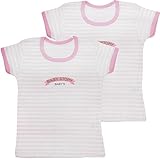 ベビー 半袖丸首シャツ 日本製 2枚組 ボーダー柄 ピンク 90