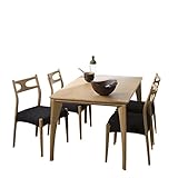 オーク材天然木ダイニングコンパクト5点(チェアカバー付) チェア背クロスタイプ ナチュラル(カバーブラック)