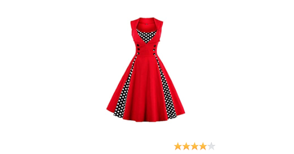 Amazon Co Jp レディース ワンピース パティー ドレス Aライン ノースリーブ 1950ｓ 50年代60年代水玉 膝丈 春秋冬 脚長大きいサイズ Red 4xl 服 ファッション小物