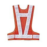 多機能LEDベスト 多機能LEDベスト-OW-W (メッシュ部：橙・反射部：白・LED発光色：緑)