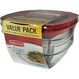Rubbermaid Value Pack 6-Piece 4 cup capacity Clear/Red Glass Food Storage by Newell Rubbermaid