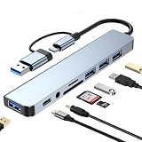 XIIWEN 8 in2 ポート USB ハブ TYPE-C - タイプC 変換 ハブ USB-C ハブ タイプC 対応USB 2.0 x 2, USB 3.0 x 1, TF/SD, 3.5mm, 5Gbps 高速転送 MacBook iPad iPhone Thunderbot 3 4/ Phone 15 Pro maxアンドロイド対応 WIIWEN