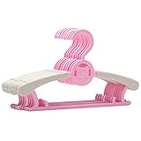Sasairy ハンガー 子供用 0－18歳に対応 調整可能 10本セット ベビーハンガー 滑り止め 軽い 新生児から大人まで 多機能 伸縮できる インテリア 出産祝い プレゼント ピンク