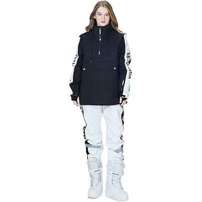 ホワイト アノラック スノーボードウェア スキーウェア 上下セット 男女兼用 ホワイト アノラック スノーボードウェア スキーウェア 上下セット