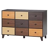 不二貿易 ウッド グラデーション ワイド チェスト 3段 引出し 9杯 ブラウン 完成品 96538