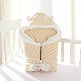 corolerベビーラップおくるみブランケットCozy Sleeping Bag with波パターンExtra Thick for秋、冬、春0 – 12月Baby One Size ブラウン