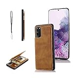 【OULO1】Galaxy S20 5G/docomo SC-51A/au SCG01 用 ケース レザー 人気 カード収納 スマホケース 耐衝撃 軽量 スタンド機能 薄い 背面 IC カード入れ 手帳型 財布型 カバー（レトロブラウン）ギャラクシー エス20 ドコモsc51a サムスンs20 Brown