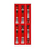 アルファタカバ 子供部屋用扉付カラフル書棚 マリリン80cm幅ハイタイプ(レッド)