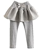 （ポルテボヌール) PORTE BONHEUR レギンス 付き スカート リボン ワッフル 子供 服 (024 グレー 130cm)