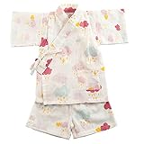 ALLAIBB 浴衣 甚平 ベビー服 女の子 男の子 和風ロンパース 半袖 かわいい 2点セット 花火大会 size 90 (雲)