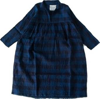 Amazon Co Jp Ichi Antiquites イチアンティークス Linen Indigo O P リネン インディゴワンピース サイズ F B Block Check 服 ファッション小物