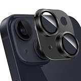 ZXZone For iPhone 14 / 14 Plus カメラフィルム アルミ合金製＋AR高透過率強化ガラス アイフォン 14 Plus レンズ保護 カメラカバー レンズ保護 フィルム 防爆裂 ・耐衝撃・スクラッチ防止・露出オーバー防止・ケースに干涉なし（1枚）(iPhone 14 / 14 Plus, ブラック)