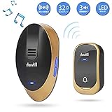 ワイヤレスチャイム インターホン 呼び出しチャイムセット 玄関ドアベル 28-110dBの音量 3段階調節可 32メロディー 265M無線範囲 IP44防水防塵