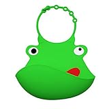 ベビーよだれかけ　赤ちゃん食事用エプロン　可愛い　赤ちゃんビブ　離乳食 男女兼用　可愛いベビーギフト　カエル（一口ちょうだい）