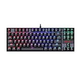 K552メカニカル式ゲーミングキーボード 青軸キースイッチ RGBバックライト 英語アレンジメント 耐水性 テンキーレス87キーゴースト防止