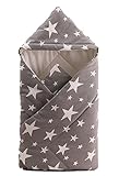 ベビー おくるみ 90×90 天然 コットン スリーパー 布団 新生児 赤ちゃん ブランケット (スター グレー)