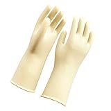 Flameer ゴム手袋　 作業グローブ　ロング　ガーデン　消毒 清掃 家事 工業用　耐酸性　快適　1ペア　全7サイズ　白色＆黒色 - ホワイト45cm