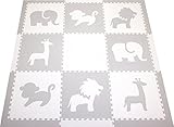 SoftTiles Safari Animals Premium Interlocking Foam Large Children's and Baby Playmat 78 x 78 (Light 