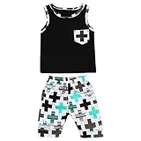 Chinatera Baby Boy 2pcs紳士ノースリーブ花プリントTシャツ+パンツ衣装セット
