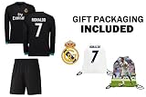 ファンKitbag Ronaldo # 7 Real Madrid Away長袖ユースサッカージャージー&ショーツキッズプレミアムギフトKitbag & # x272e ;ボーナスRonaldo # 