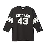 [チャンピオン] Tシャツ 七分袖 丸首 綿100% Cotton USA グラフィックプリント 3/4スリーブTシャツ ベーシック C3-Y427 メンズ オフブラック