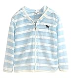 Plus Nao(プラスナオ) ジップアップパーカー 子供服 長袖 ボーダー柄 男児 女児 男の子 女の子 キッズ KIDS 薄手素材 フード付き 羽織り 上 130 ライトブルー