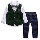 ベビー男の子服セット紳士ボウタイコーデュロイベストシャツデニムジーンズ4個