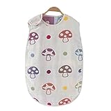 Julvie 6重ガーゼ ベビー スリーパー パジャマ 寝袋 オーガニックコットン 出産祝いに 柔らかい　キノコ　M 40*60