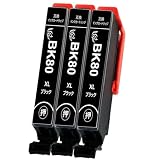 互換インクカートリッジ IC80L ICBK80L ブラック 3本セット IC6CL80L とうもろこしインク 対応機種:EP-707A EP-708A EP-777A EP-807AR EP-808AB EP-907F EP-977A3 EP-978A3 EP-979A3 EP-982A3 大容量 残量表示