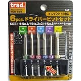 (業務用25セット) TRAD ドライバービットセット/先端工具 【6個入り×25セット】 全長：65mm TCD-665 〔DIY用品/大工道具〕 ds-1749675