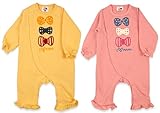 (アイラブパパ&ママ)I lovePaPa&Mama 2015 リボンプリント フリル裾 ニットキルト カバーオール ロンパース 80cm パパイエロー