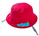 C-Princess子供帽子 サファリハット キャップ ベビー キッズ 女の子 可愛い あご紐付 アウトドア カジュアル 日焼け 春夏秋 レッド (48cm)