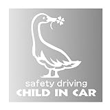 デザイン工房ＳＩＧＮＳ 車ステッカー Child in car 16 綺麗にはがせる 車 ステッカー アヒル 四つ葉 シルバー