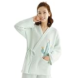 マタニティ　前開き　ルームウェア　授乳パジャマ　レディース　長袖　寝巻き　エレガント　大人可愛い　春秋冬用　上下セット　和風　オシャレ　部屋着　ロング丈　ウエスト調節　妊婦用　無地　ナイトウェア　M 