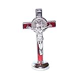 Saint Benedict Small Crucifix withステッカー車または表 – シルバーメッキ。 4132
