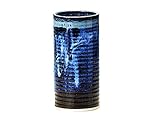 会津本郷焼　窯元･流紋焼 ゴロ助花瓶 ブルー (小(φ8.7cm×H17.0cm))