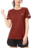 [TACVASEN] ランニング ティーシャツ レディース 夏 半袖 ｔシャツ 速乾 トレーニングウェア ヨガｔシャツ トレニングウェア ジョギングシャツ 夏シャツ ダークオレンジ 3XL