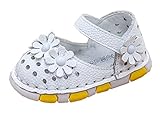 Ziweiba 女の子 お花モチーフ サンダル 革 子供靴 ベビーシューズ つま先保護 キッズ 女の子 女児用 マジックテープ 滑り止め おしゃれ ファーストシューズ ( 11.5cm(17) , A