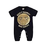 XWBJP ベビー服 キッズ ロンパース 半袖 幼児 赤ちゃん 出産祝い 可愛い Tシャツ ディスーツ 連体服 男の子 ブラック