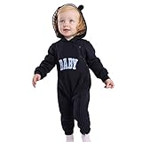 子ども服 ベビー ロンパース フード付き キッズ ジャンプスーツ 男の子 女の子 英字柄 カバーオール 新生児 出産祝い 長袖 オーバーオール (100CM(18-24ヶ月), ネイビー)