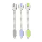 eshion赤ちゃん子調節可能な安全ロック、ストラップ&ラッチシステムからキャビネット引き出しトイレ冷蔵庫スライドガラスドアオーブン食器洗い機トイレシート、NO drilling-パックof 3