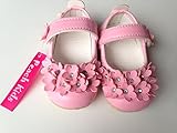 【Peach Kids】小花モチーフ ベビーシューズ 女の子フォーマルシューズ キッズシューズ 子供靴 七五三 発表会 結婚式 入学式／ピンク ホワイト ローズピンク (15：内寸11.5cm, ピン